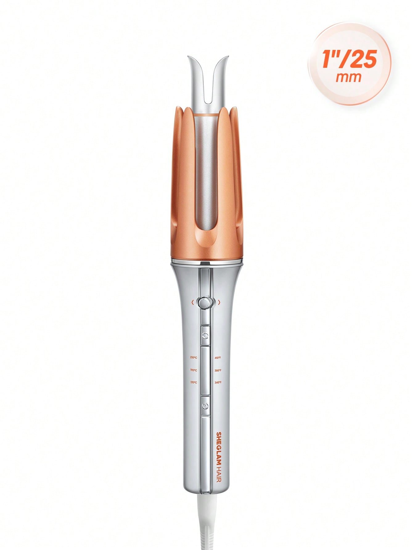 sheglam-curler-silver.main فر کننده مو شیگلم مدل SHEGLAM Hair Curler با پوشش سرامیکی و تنظیم دمای حرفهای - Image 1