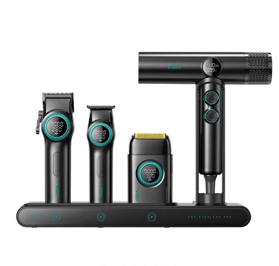 vgr-4in1-main.2 (2) ست اصلاح وی جی آر VGR Stepless Pro 4 in 1 مجموعه کامل اصلاح و خشک کردن مو در یک ست حرفهای و شیک - Image 1